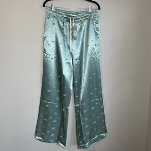Rare Nike Pants Size Medium Green Satin Sleep Street Wear Women Retails $100